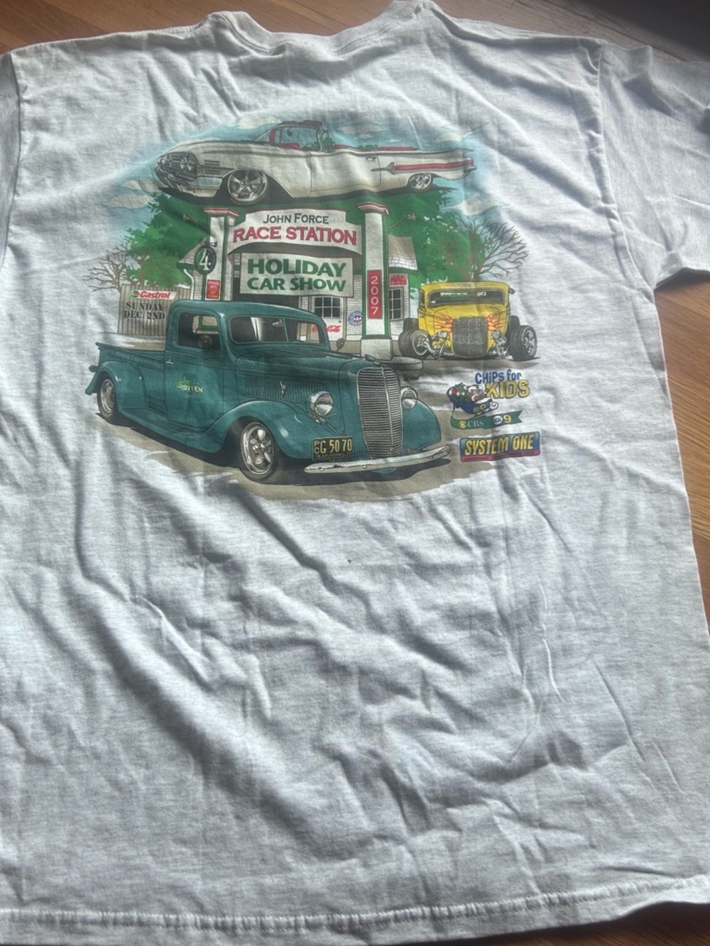 Vintage 2007 y2k John Force Racing Team holiday car show shirt men’s large